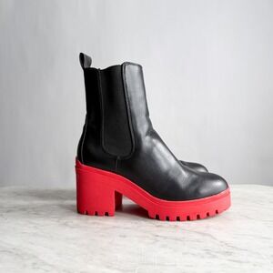 Wild Pair Brooklan black red lug sole combat boots size‎ 6.5